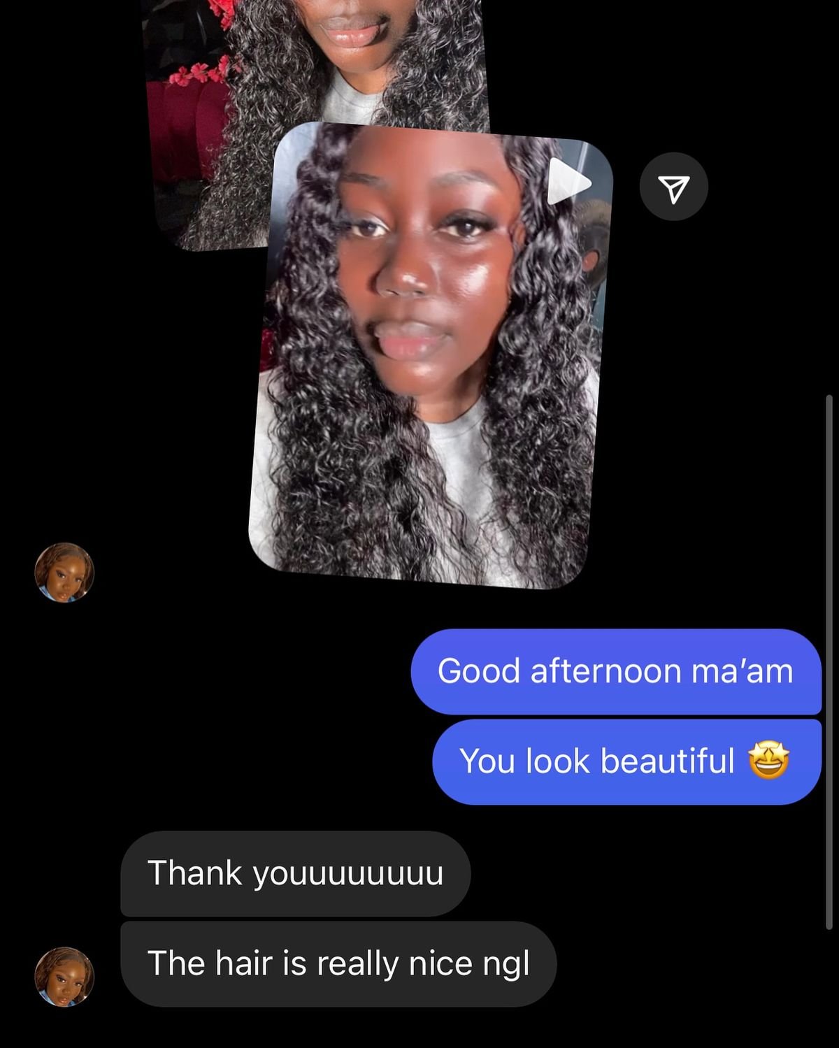 Customer chat or order receipt from a Beyond Lace partner