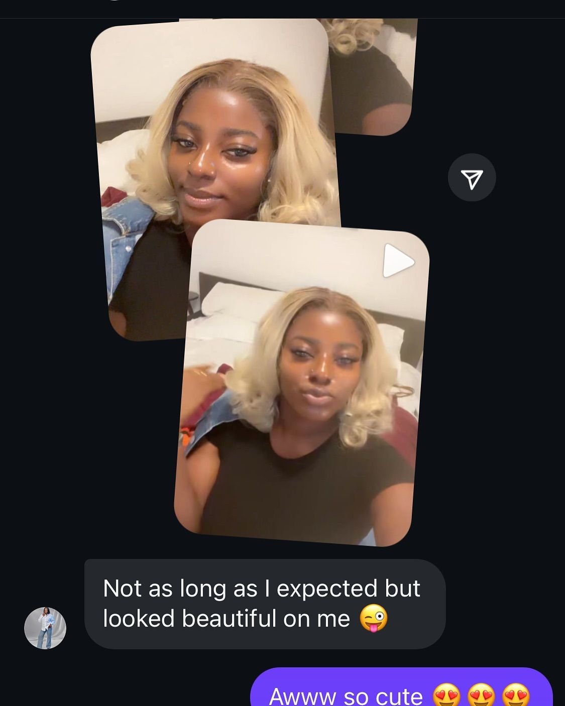 Customer chat or order receipt from a Beyond Lace partner